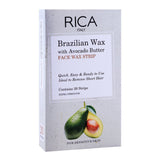 Rica Brazilian Wax, With Avocado Butter, Face Wax Strip, 20-Pack, For Sensitive Skin