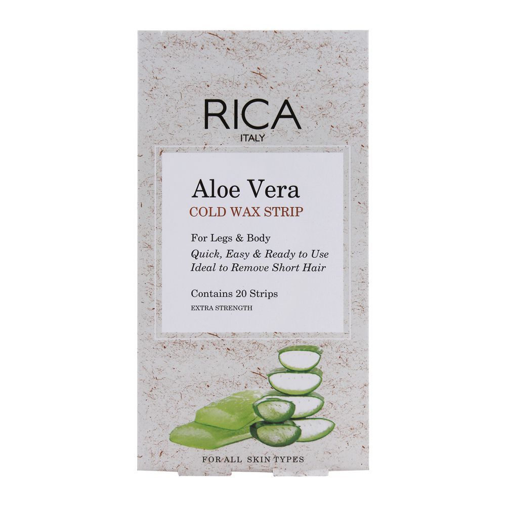 Rica Aloe Vera Cold Face Wax Strip, All Skin Types, 20-Pack