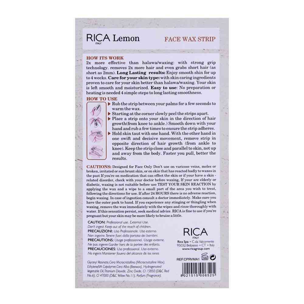 Rica Aloe Vera Cold Face Wax Strip, All Skin Types, 20-Pack