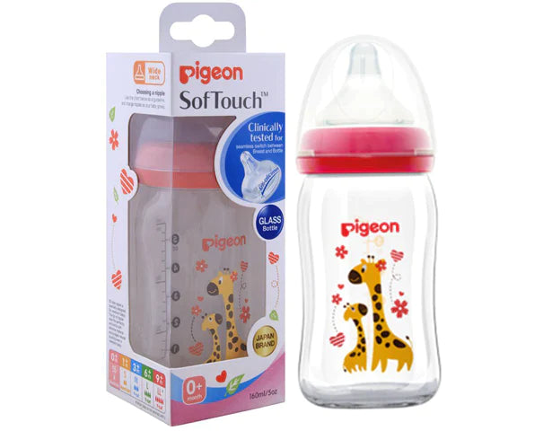 Pigeon Soft Touch Glass Bottle, 0+ Month, 160-ml, Giraffe