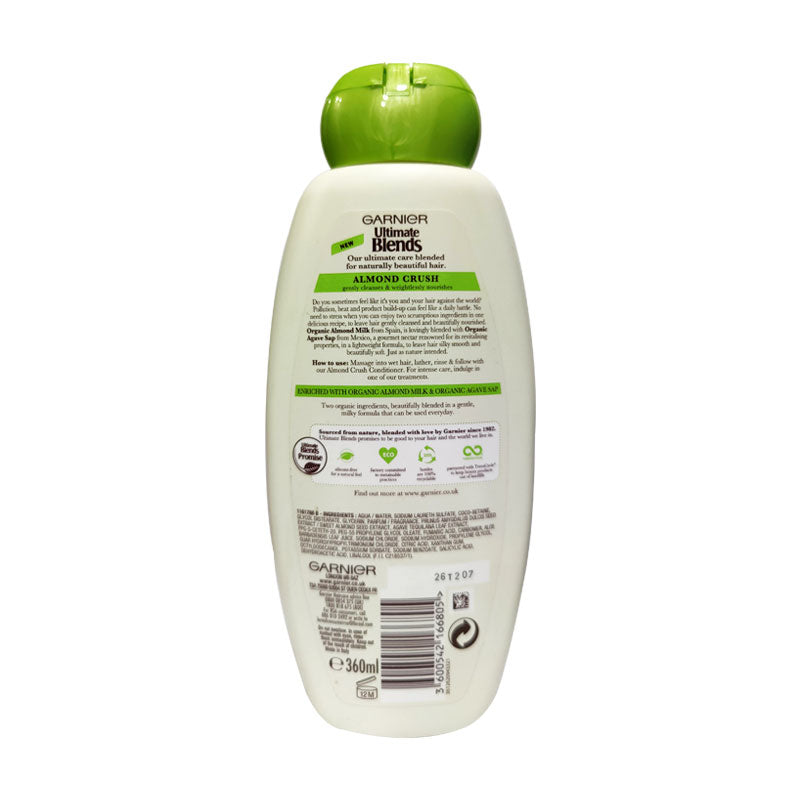 Garnier Ultimate Blends Almond Crush Daily Nourisher Shampoo, Normal Hair, 360-ml